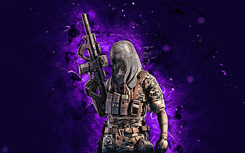 NOKK, , violet neon lights, Tom Clancys Rainbow Six, Rainbow Six Siege, Tom Clancys characters, NOKK Rainbow Six HD wallpaper