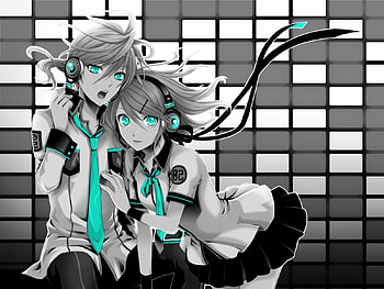 dos music, couples, music, boy and girl, anime, black and white HD wallpaper