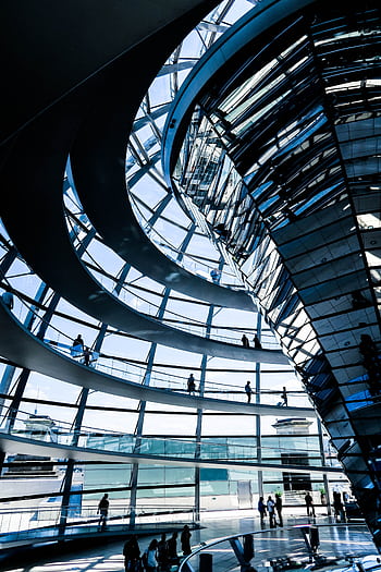 Explore the modern architectural wonder of Berlin's Reichstag dome with its spiral walkways. HD phone wallpaper