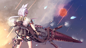 Anime - Original Anime Girl Original (Anime) Animal Ears Short Hair White Hair Gun HD wallpaper