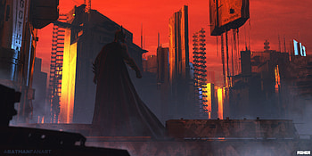 Batman Red Sky, batman, superheroes, artwork, digital-art, artstation HD wallpaper