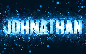 Happy Birtay Johnathan, , blue neon lights, Johnathan name, creative, Johnathan Happy Birtay, Johnathan Birtay, popular american male names, with Johnathan name, Johnathan HD wallpaper