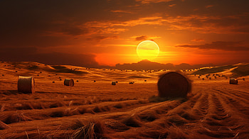 Sunset Wheat Harvest, harvest, sunset, nature, wheat HD wallpaper