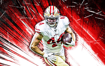 Kyle Juszczyk, grunge art, San Francisco 49ers, american football, NFL, red abstract rays, Kyle Juszczyk San Francisco 49ers, Kyle Juszczyk HD wallpaper