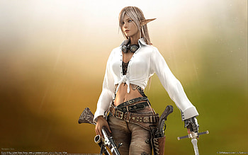 elf, blond, pistol, woman HD wallpaper