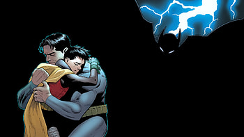 Batman Robin Hug Embrace Lightning Black DC-comics . HD wallpaper