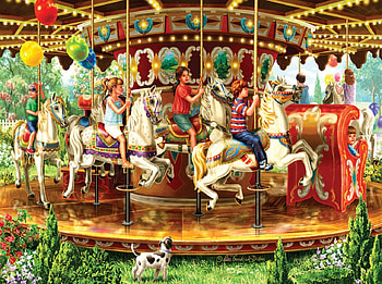 Caroussel, painting, pictura, children, art, copil HD wallpaper