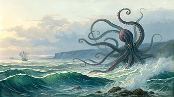 Majestic Kraken: A Oceanic Adventure, kraken, octopus, ocean, wave, ship, Ocean Waves HD wallpaper