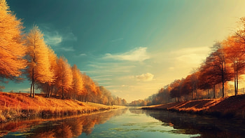 Autumn Serenity River, Autumn, river, landscape, tree HD wallpaper