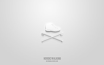 Nordic Walking 3d icon, white background, 3d symbols, Nordic Walking, sport icons, 3d icons, Nordic Walking sign, sport 3d icons HD wallpaper