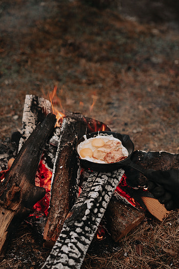 Nature, Bonfire, Miscellanea, Miscellaneous, Campsite, Camping, Breakfast HD phone wallpaper