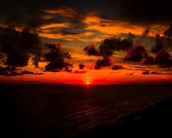 Deep Red Sunset Seashore , sunset, seashore, nature, sky, sea HD wallpaper