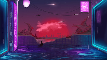 Cyberpunk Twilight A Cat Solitude, cat, cyberpunk, neon, city, artist, artwork, art, digital-art, artstation HD wallpaper