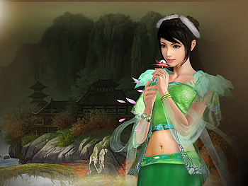 Pretty Green Samurai, girl, pretty, green, samurai HD wallpaper