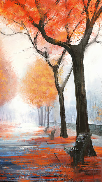bench, artistic, fall HD phone wallpaper