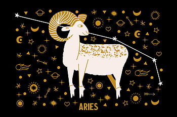 Aries horoscope vector, Flat style illustration, Astrology artwork, Zodiac symbol HD wallpaper