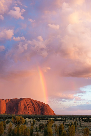 Rainbow over Uluru, Ayers Rock's beauty, Mesmerizing natural sight HD phone wallpaper