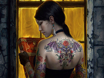 Tattoos_Fantasy, window, fantasy, tatoo, beautiful, woman, female HD wallpaper