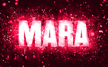 Happy Birtay Mara, , pink neon lights, Mara name, creative, Mara Happy Birtay, Mara Birtay, popular american female names, with Mara name, Mara HD wallpaper