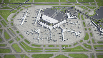 Chicago O'Hare Airport, 3D model, 3D City Models HD wallpaper