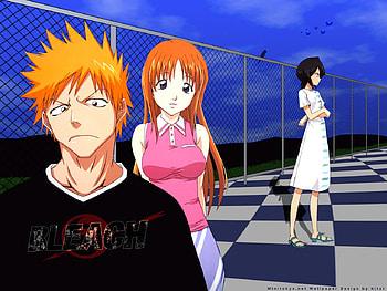 Bleach, kuchiki rukia, inoue orihime, kurosaki ichigo HD wallpaper