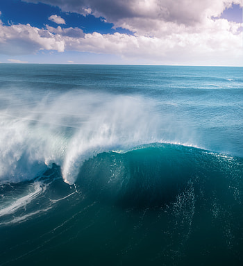 Blue ocean, tide, sea waves, nature HD phone wallpaper
