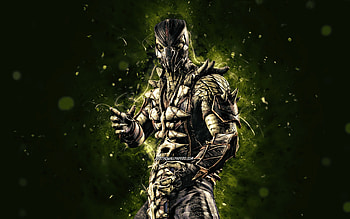 Reptile, , green neon lights, Mortal Kombat Mobile, fighting games, MK Mobile, creative, Mortal Kombat, Reptile Mortal Kombat HD wallpaper