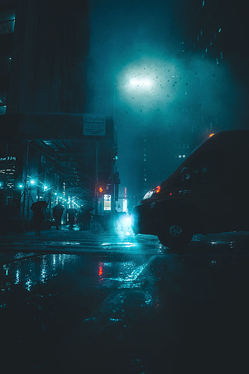 Street, dark, rain, dusk, night HD phone wallpaper