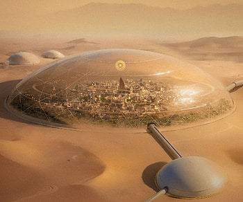 Desert Dome City, Sci Fi, city, sci fi city HD wallpaper