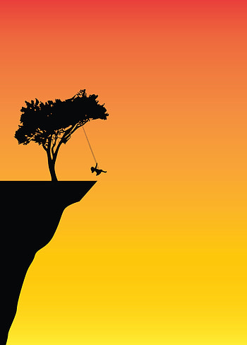 Art, Vector, Silhouette, Break, Precipice, Swing HD phone wallpaper