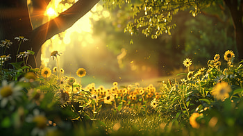 Sunny Floral Bliss, sunny day, flower, nature, sunlight, landscape HD wallpaper