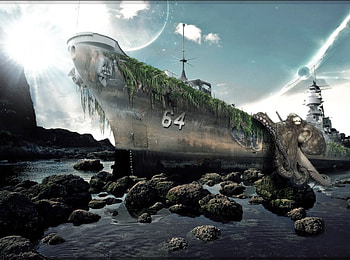 giant octopus victim, cool, one HD wallpaper