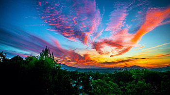 California Sunset - Thousand Oaks, CA, hills, colors, landscape, trees, clouds, sky, usa HD wallpaper
