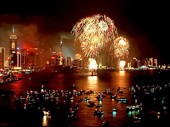 Fireworks, holiday, new year, citty HD wallpaper