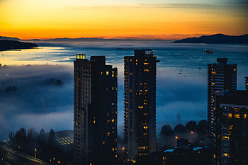Cities, Twilight, City, Building, Fog, Skyscrapers, Dusk, Harbor HD wallpaper