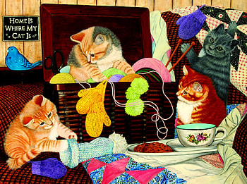 Home is where my cat is, kitten, pisici, art, cute, cat HD wallpaper