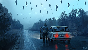 Horror, Dark, Forest, Lada, Road HD wallpaper