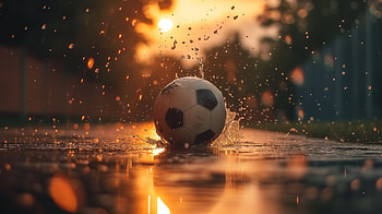 Dynamic Soccer Ball Sunset Splash, soccer ball, soccer, ball, rain HD wallpaper