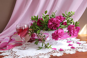 ❤️, Flowers, Roses, Bouquet, Glass HD wallpaper