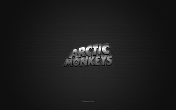 Arctic Monkeys logo, silver shiny logo, Arctic Monkeys metal emblem, gray carbon fiber texture, Arctic Monkeys, brands, creative art, Arctic Monkeys emblem HD wallpaper