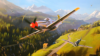 Military Classic: North American P-51 Mustang Soaring Over Mountains, military, North American P-51 Mustang HD wallpaper