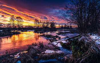 Sunset over River, clouds, river, water, sunset HD wallpaper