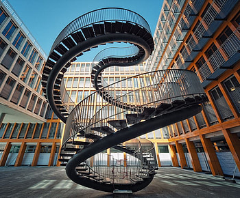 Stairway art, outdoors, art, staircae, munich building, display HD wallpaper