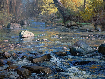 Gentle cascade, painting, gentle, other, nature, cascade HD wallpaper