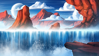 Wide Waterfall, waterfall, artist, artwork, digital-art, artstation HD wallpaper