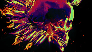Expend4bles-Themed Neon Skull, movie, Expend4bles HD wallpaper