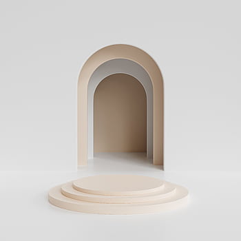 Minimalist beige archway and raised platform in modern abstract style. Perfect for design backgrounds. HD phone wallpaper