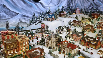 Christmas village, Holiday cheer, Festively decorated, Magical ambiance HD wallpaper