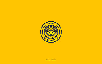 Kazakhstan national football team, yellow background, football team, emblem, UEFA, Kazakhstan, football, Kazakhstan national football team logo, Europe HD wallpaper