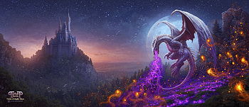 Twilight dragon, night, kerem beyit, art, moon, fantasy, dragon, luminos HD wallpaper